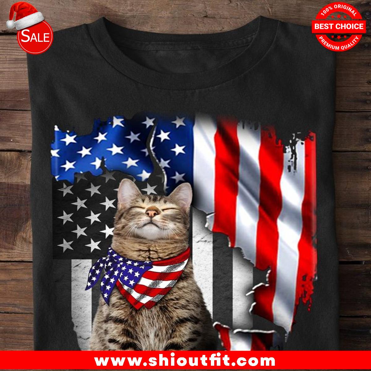 Cat Kitten Kitty American Flag Patriotic Shirt