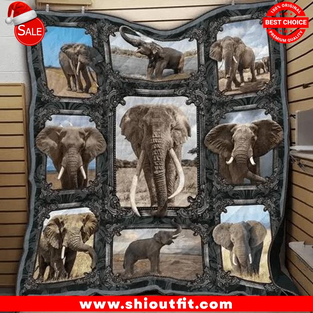 Elephant Pattern Quilt Blanket