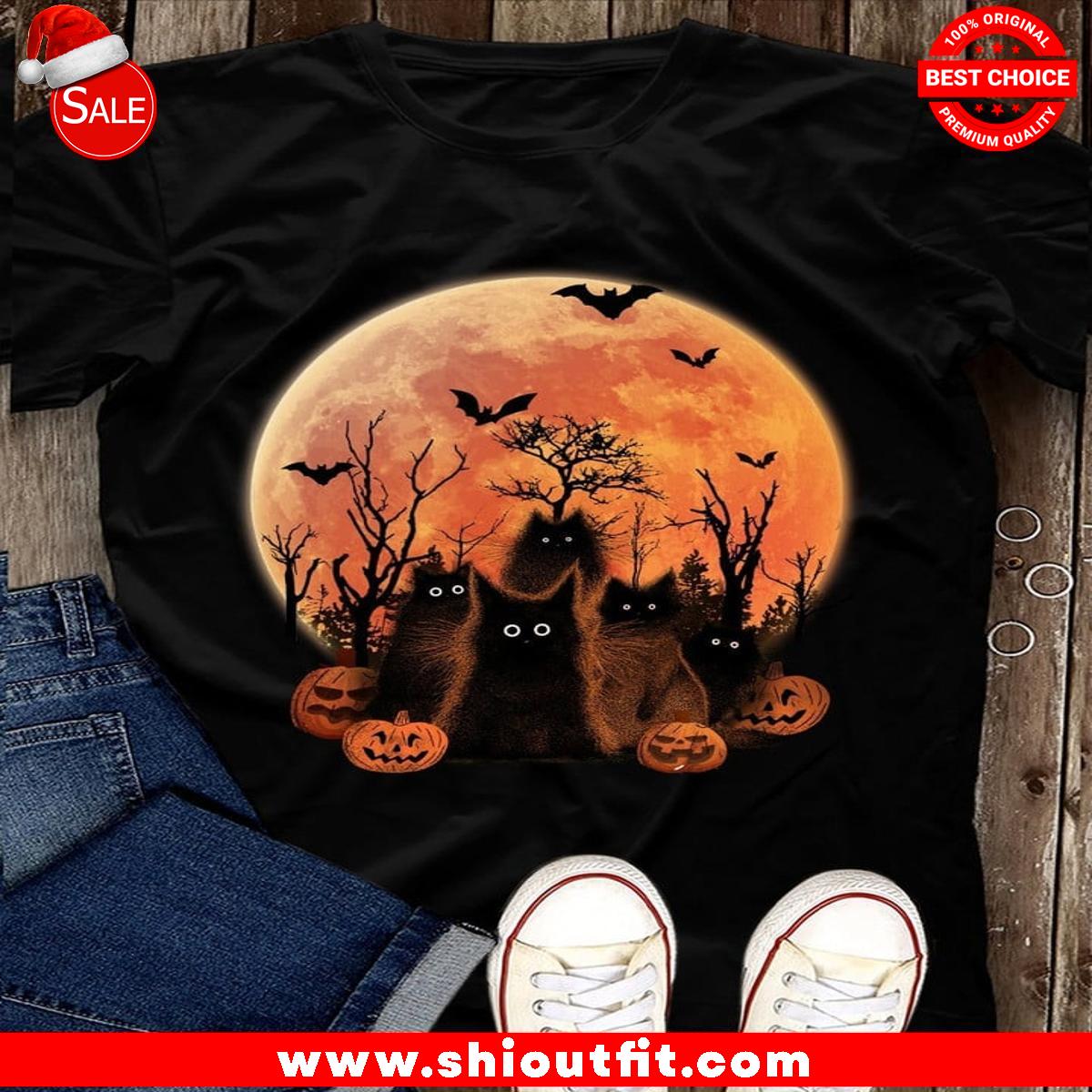 Halloween Fluffy Cat Pumpkin Moon Mockup