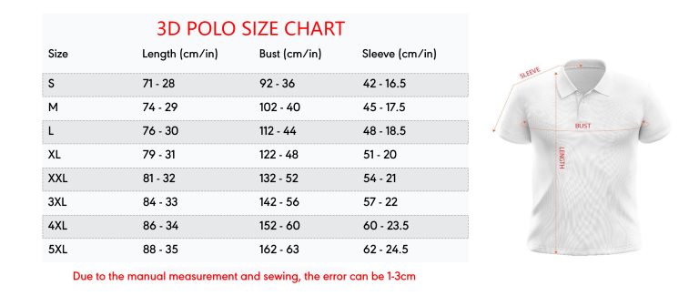 Size Chart Polo Shirt