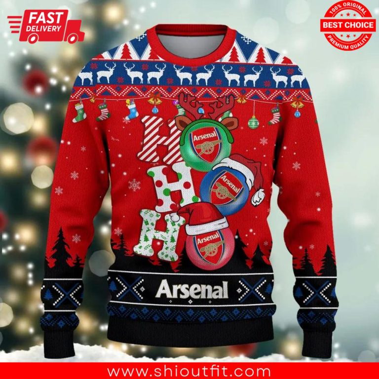 Personalized Ho Ho Ho Arsenal Ugly Christmas Front Sweater