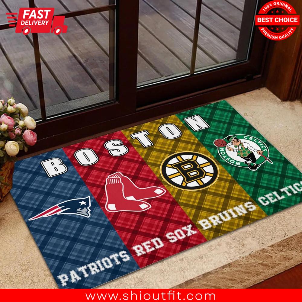 Boston Patriots Red Sox Bruins Celtics Combined Logos Doormat