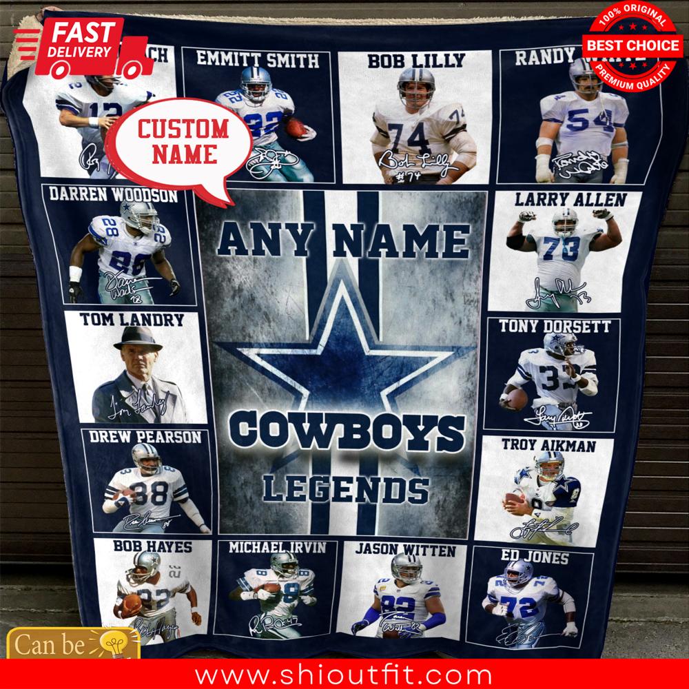 Custom Name Dallas Cowboys Legends Blanket