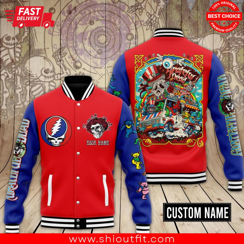 Grateful Dead Rock Custom Name Baseball Jacket - Shioutfit