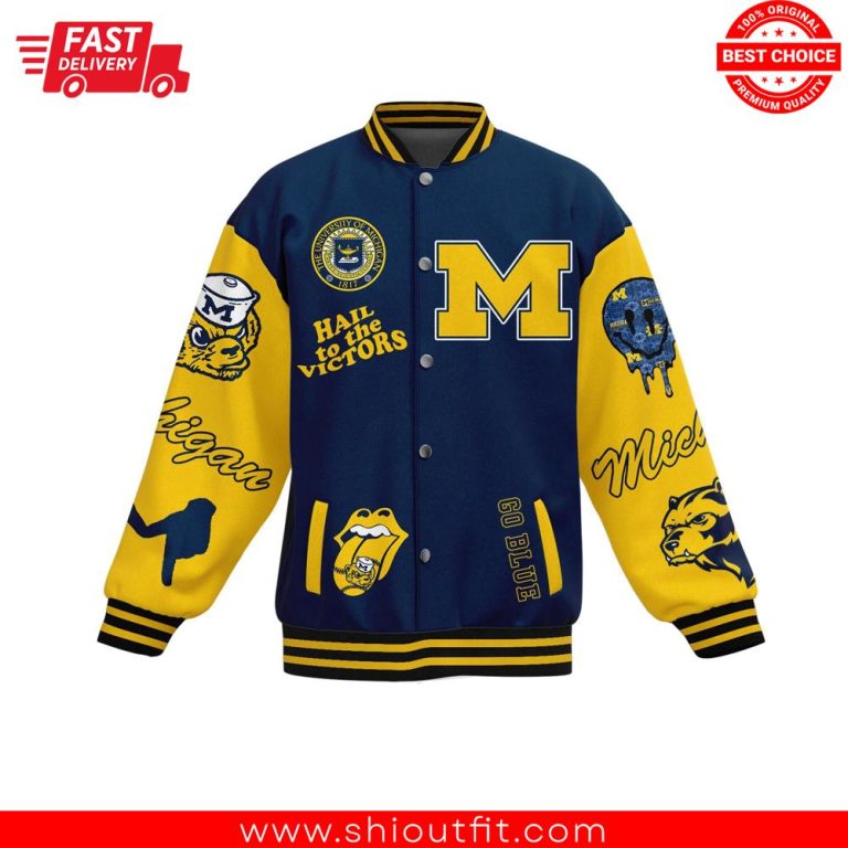 Michigan Hail To The Victors Baseball Jacket 1