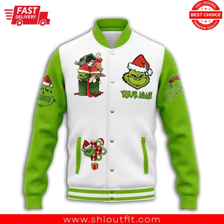 Personalized Feeling Extra Grinchy Today Baseball Jacket 1