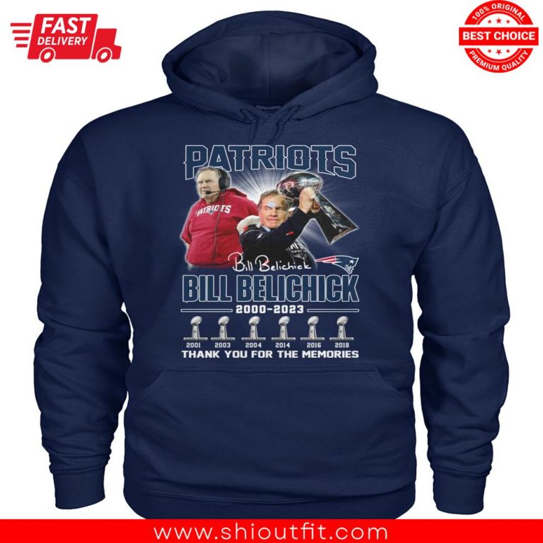 Patriots Bill Belichick Thank You For The Memories 2000-2023 Navy Hoodie