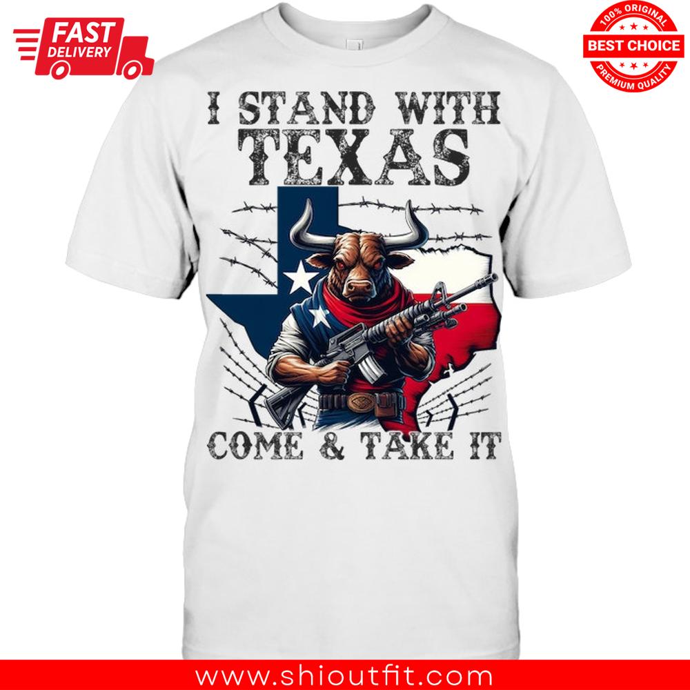 American Patriot Bull Cow I Stand With Texas Shirt 1