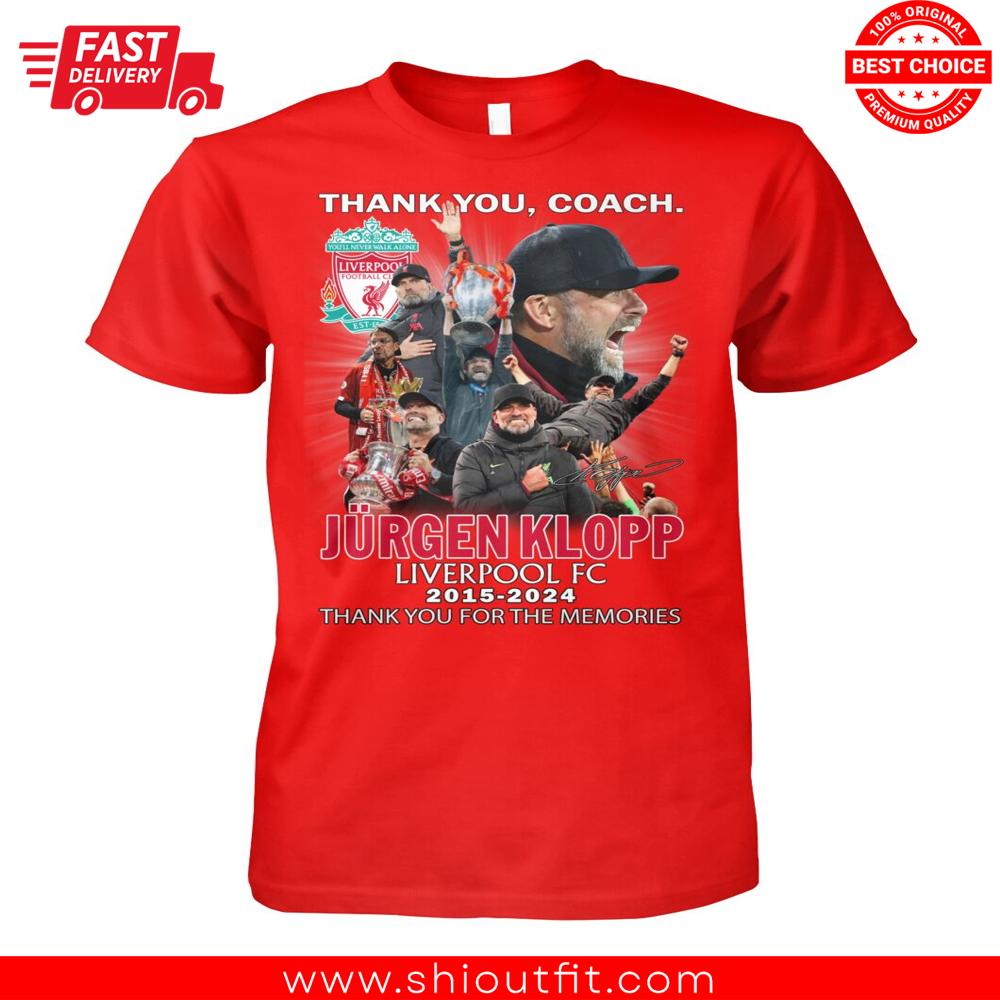 Thank You Coach Jurgen Klopp Liverpool Fc 2015-2024 Shirt