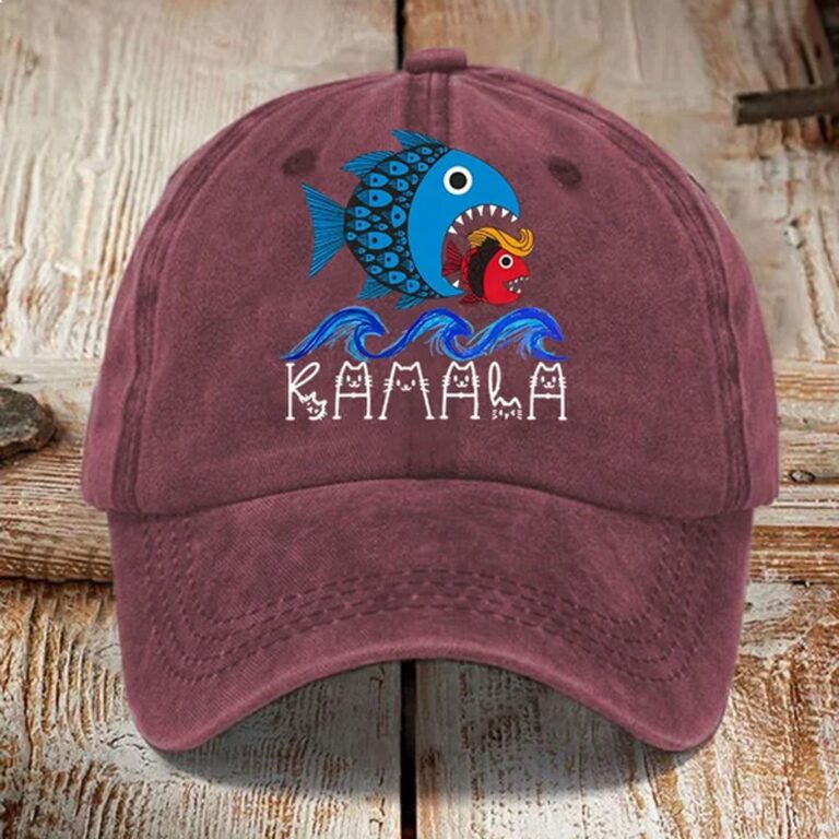 Blue Wave Big Fish Eats Small Fish Cap