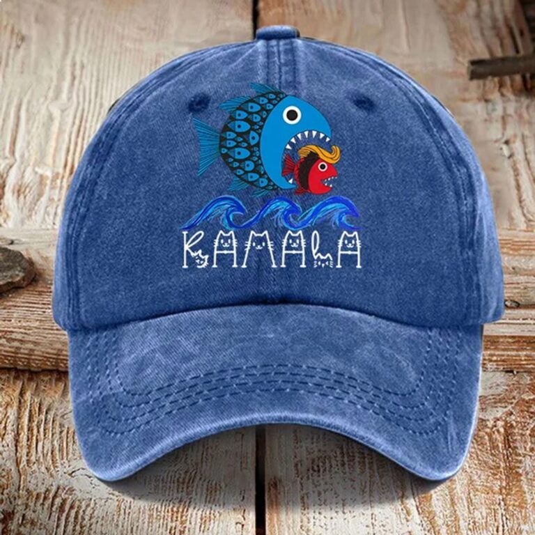 Blue Wave Big Fish Eats Small Fish Cap