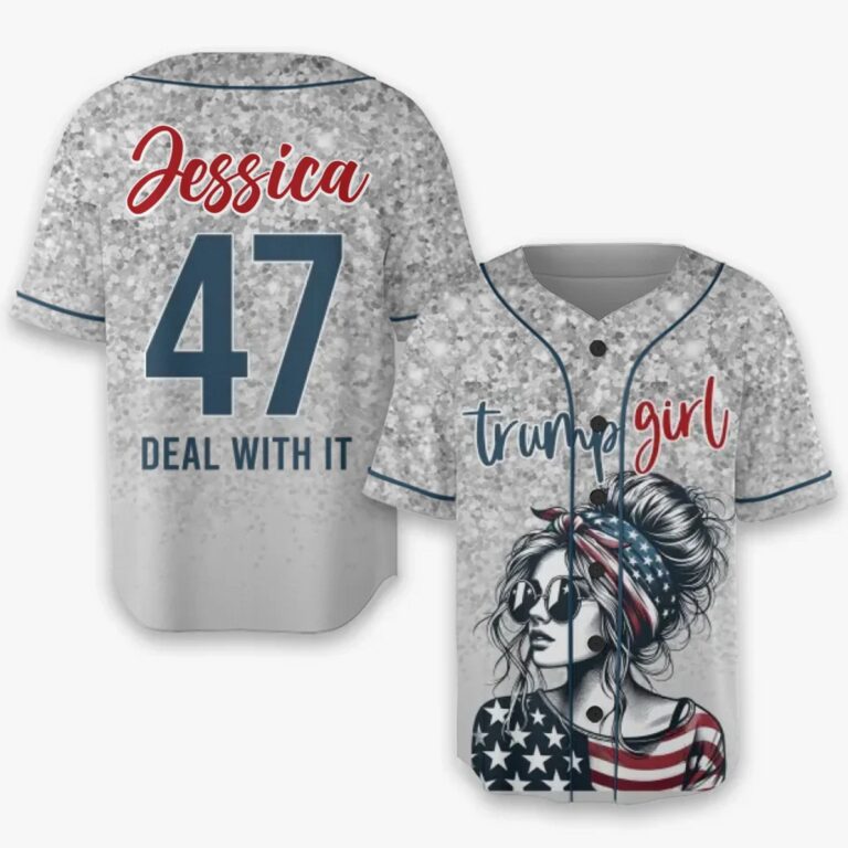 Custom Name Trump Girl Deal With It Baseball Jersey