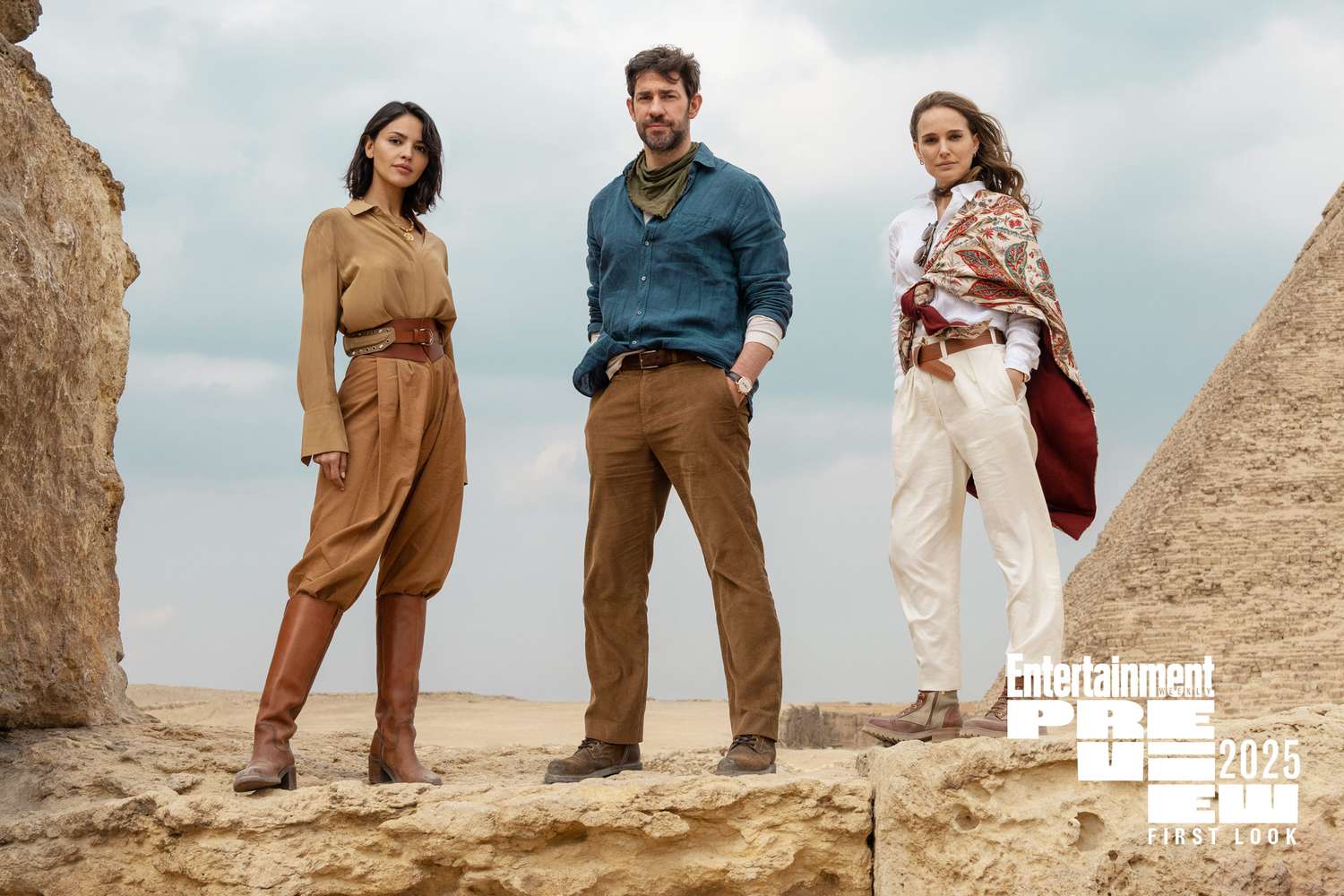 Eiza González, John Krasinski, and Natalie Portman in 'Fountain of Youth'