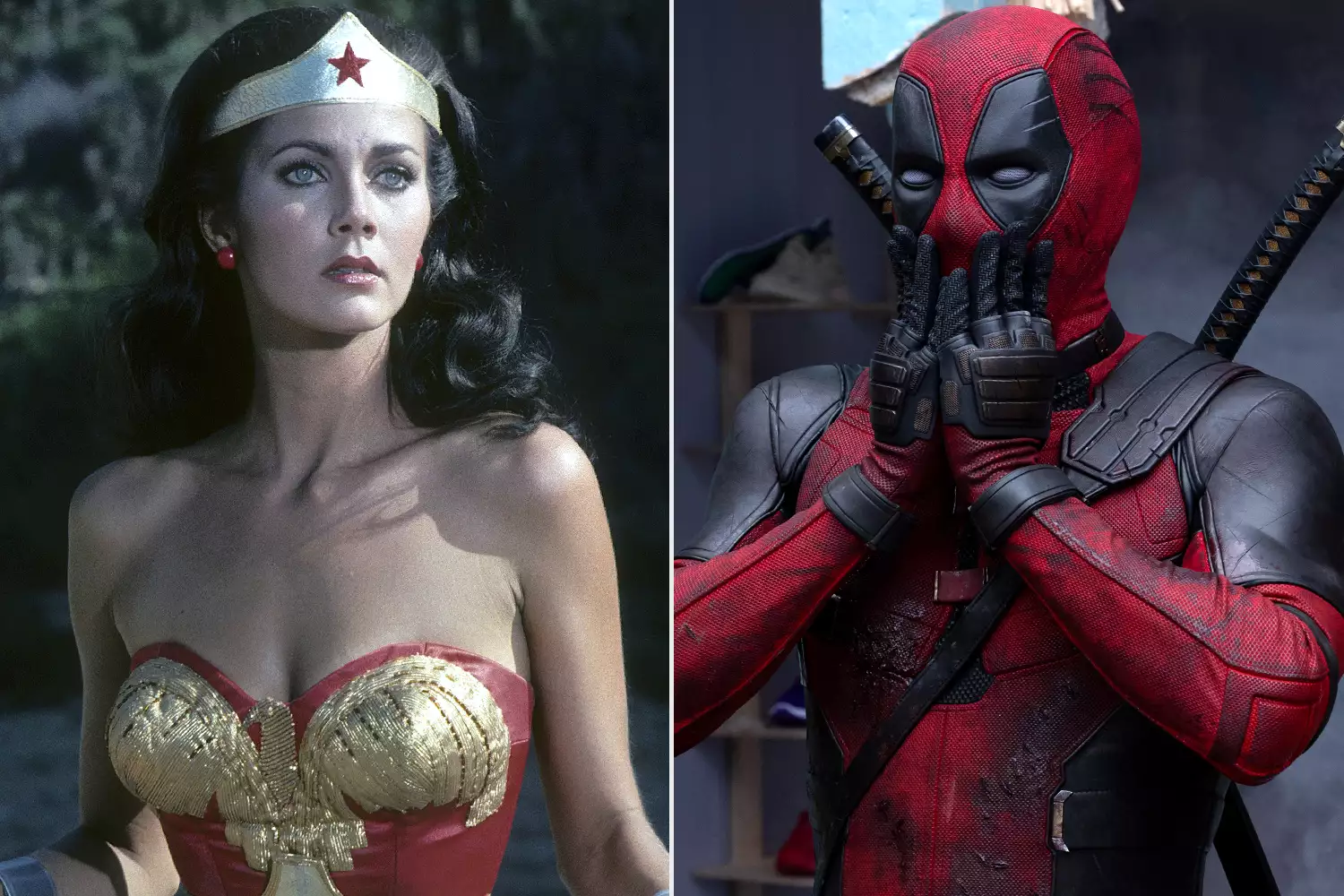 Lynda Carter as Wonder Woman; Ryan Reynolds as Deadpool