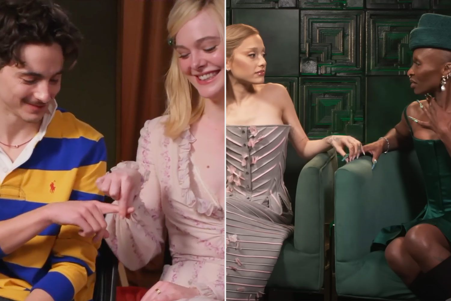 Timothee Chalamet, Elle Fanning recreate 'holding space' meme from 'Wicked'