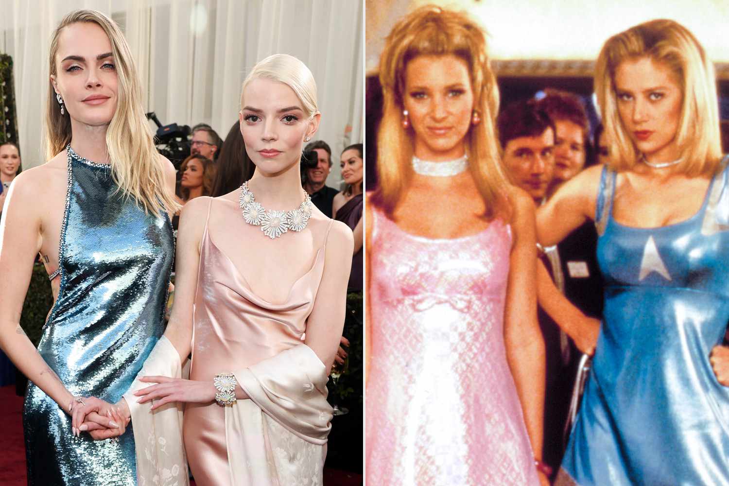 Cara Delevingne and Anya Taylor-Joy pay accidental homage to Romy and Michele at Golden Globes