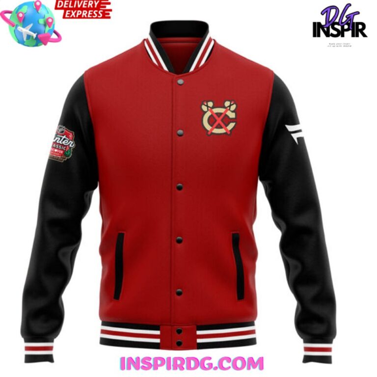 NHL Chicago Blackhawks Winter Classic 2025 Red Baseball Jacket