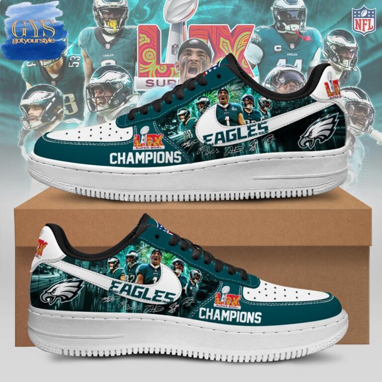 Philadelphia Eagles Champions Super Bowl LIX Air Force 1 Sneakers